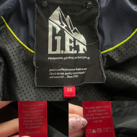 G.E.T. General Equipment Technique XS Navy Drawstring Zip Windbreakr Rain Jacket - Picture 3 of 16